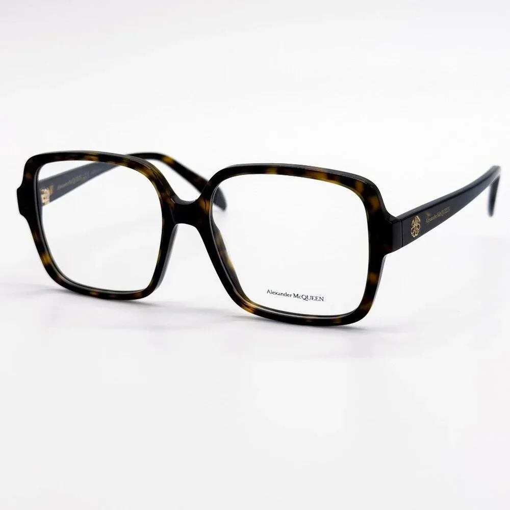 NEW ALEXANDER MCQUEEN EYEGLASSES AM0286O 002 SQUARE HAVANA WOMEN EYEWEAR